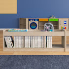 Flash Furniture Bright Beginnings Commercial Grade Modular Wooden Classroom 2 Sided, 3 Section, Open Storage Unit? - Natural-Quick and Easy Assembly with Included Materials