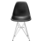 Nicer Furniture Eiffel Style Side Chair with Chrome Legs - Black - 2 Pack-Straight metal Eiffel dowel legs with floor protectors for hardwood floor