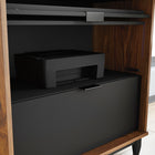 Sauder - 430053 Harvey Park Computer Cabinet - Grand Walnut-Flip-down molding reveals slide-out keyboard/mouse shelf.