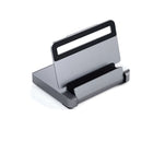 Satechi Aluminum Stand Hub for iPad Pro - Space Gray-Features USB-C PD charging (up to 60W), 4K HDMI (60Hz), USB-A data, SD card readers, and an audio jack port