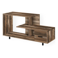 Monarch Specialties 2611 Tv Stand - 48"L/Brown Reclaimed/1 Drawer-Unique Art-Deco inspired medium brown reclaimed wood-look TV table accommodates all TV sizes equipped with a center pedestal stand