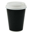 Tannex Double Wall Diamond Paper Coffee Cup, 12oz/360ml, Black-Packaged in 20 sleeves x 25 cups/sleeve (total 500 cups)