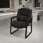Flash Furniture HERCULES Series Big & Tall 500 lb. Rated Black Leather Tufted Executive Side Reception Chair with Sled Base-CA117 Fire Retardant Foam