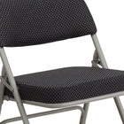 Flash Furniture HERCULES Series Premium Curved Triple Braced & Double-Hinged Black Pin-Dot Fabric Metal Folding Chair-Curved Triple Braced Frame