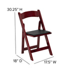 Flash Furniture HERCULES Series Mahogany Wood Folding Chair with Vinyl Padded Seat-Easy to Clean