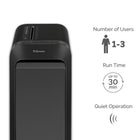 Fellowes Powershred LX190 Cross-Cut Shredder-Efficiency Meter indicates the potential for increased sheet capacity in real-time to maximize productivity