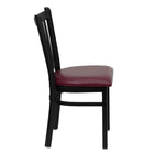 Flash Furniture HERCULES Series Black Vertical Back Metal Restaurant Chair - Burgundy Vinyl Seat-Vertical Back Design