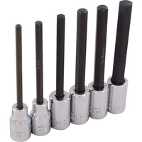 Gray Tools 6 Piece 3/8" Drive Metric, Extra Long Hex Head Socket Set, 4mm-10mm-Contains Sizes: 4, 5, 6, 7, 8, 10mm.