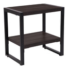 Flash Furniture Thompson Collection Charcoal Wood Grain Finish End Table with Black Metal Frame-Contemporary Style