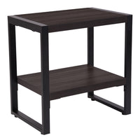 Flash Furniture Thompson Collection Charcoal Wood Grain Finish End Table with Black Metal Frame-Contemporary Style
