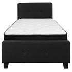 Flash Furniture Tribeca Twin Size Tufted Upholstered Platform Bed in Black Fabric with Memory Foam Mattress-Twin Platform Bed and Mattress Set