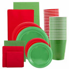 JAM Paper Party Supply Assortment - Red & Green - 12 Items/Set-Assortment of Six Red and Six Green Disposable Party Supplies