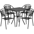 Flash Furniture 28" Square Black Flower Printed Patio Table Set, 4 Chairs (CO28SQ03CHR4BK)-28" Square Indoor-Outdoor Steel Patio Table Set with 4 Round Back Chairs
