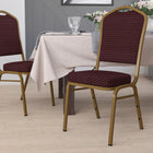 Flash Furniture HERCULES Crown Back Stacking Banquet Chair with Gold Frame - Burgundy Patterned Fabric-Upholstered Seat and Back