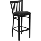 Flash Furniture HERCULES Series Black School House Back Metal Restaurant Barstool - Black Vinyl Seat-500 lb. Weight Capacity