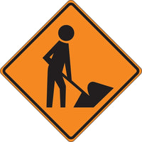 Accuform Signs Tilt-Adjust Men At Work Roll-Up Construction Sign, 36" x 36", Vinyl, Pictogram-Display Type Adhesive