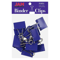 JAM Paper Binder Clips, Large, 41 mm, Purple, 12 Pack (340BCpu)-41 mm binder clip