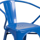 Flash Furniture Blue Metal Indoor-Outdoor Chair with Arms-Integrated Arms