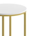 Flash Furniture Hampstead Collection End Table with Matte Gold Frame - White-Round Top