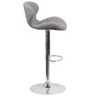 Flash Furniture Contemporary Adjustable Height Barstool with Curved Back & Chrome Base - Grey Fabric - 2 Pack-Mid-Back Design