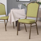 Chaise de banquet HERCULES empilable, dossier couronne, tissu citron, siège épais 2,5 po, cadre or filonien (FD-C01-GV-8-GG)-Siège et dossier rembourrés