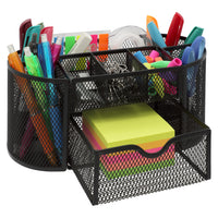 Staples Oval Mesh Desk Organizer - Black-Desk organizer to store office and school supplies, stationery, and small accessories