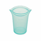 Zip Top Reusable Platinum Silicone Containers - Large Cup - Teal-Microwave Safe