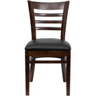 Flash Furniture HERCULES Series Ladder Back Walnut Wood Restaurant Chair - Black Vinyl Seat-Wood Chair