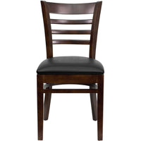 Flash Furniture HERCULES Series Ladder Back Walnut Wood Restaurant Chair - Black Vinyl Seat-Wood Chair