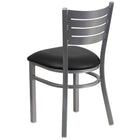 Flash Furniture HERCULES Series Silver Slat Back Metal Restaurant Chairs with Black Vinyl Seat - 2 Pack-2.5" Thick Foam Padded Seat