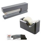 JAM Paper Office & Desk Sets, Tape Dispenser Stapler Pack of Staples, Grey and Black (33758GYBK)-Colour: Grey