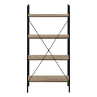 Monarch Specialties 7800 48"H Bookcase - Dark Taupe/Black Metal-Warranty: 1 Year limited for parts