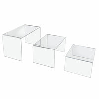 Eddie's Acrylic Medium Rectangular Risers - Clear - Set of 3 - 3 Sets/Pack-Display Risers