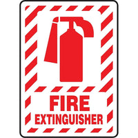 Accuform Signs Fire Extinguisher Sign, 10" x 7", Vinyl, English With Pictogram-Display Type Adhesive