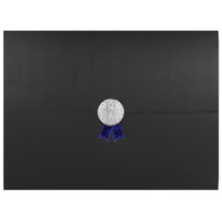 St. James Document/Certificate Holders - Silver Award Seal with Blue Ribbon - Black - 5 Pack-Add ceremony, elegance and sincerity to the act of giving recognition