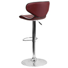 Flash Furniture Contemporary Cozy Mid-Back Burgundy Vinyl Adjustable Height Barstool with Chrome Base-Deep Curved Seat and Back