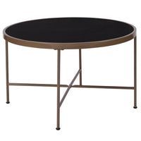 Flash Furniture Chelsea Collection Black Glass Coffee Table with Matte Gold Frame-Contemporary Style