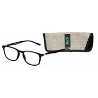 Tri-Focus +2.00 Blue Light Reading Glasses - Round-Unisex contemporary frame is made of plastic; comes in black