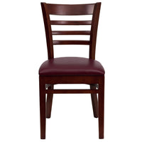 Flash Furniture HERCULES Series Ladder Back Mahogany Wood Restaurant Chair - Burgundy Vinyl Seat-Wood Chair