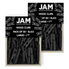 JAM Paper Wood Clothing Pin Clips, Medium, 1 1/8, Black, 2 Packs  of 50, 100 Total (230729141a)-Black-coated Wood
