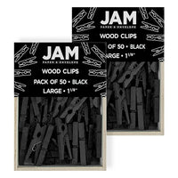 JAM Paper Wood Clothing Pin Clips, Medium, 1 1/8, Black, 2 Packs  of 50, 100 Total (230729141a)-Black-coated Wood