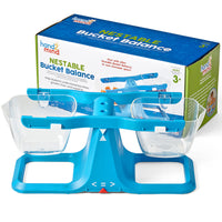 Hand2Mind Nestable Bucket Balance - Multicolor - Single-Weight balance scale: The math balance encourages kids to explore measurement and weight. Place math manipulatives, counting bears, or math counters in the balancing scale to learn about their weight difference.