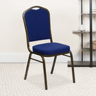 Flash Furniture HERCULES Series Crown Back Stacking Banquet Chair with Gold Vein Frame - Navy Blue Patterned Fabric-16 Gauge Steel Frame