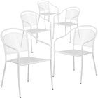 Flash Furniture Commercial Grade Indoor-Outdoor Steel Patio Arm Chair with Round Back - White-Set of 5 Stackable Patio Chairs