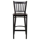 Flash Furniture HERCULES Series Black Vertical Back Metal Restaurant Barstool - Walnut Wood Seat-Metal Barstool