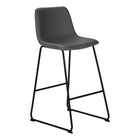 Monarch Specialties 7752 Barstool - Grey Leather-Look/Black Metal-Modern style, with supportive curved backrest and seat cushion upholstered in a grey leather-look fabric