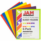 JAM Paper Laminated Glossy 2 Pocket 3 Hole Punch School Presentation Folders, Assorted Colours, 6 Pack-5