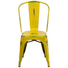 Flash Furniture Distressed Yellow Metal Indoor-Outdoor Stackable Chair-Stackable Bistro Style Chair