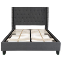 Flash Furniture Riverdale Full Size Tufted Upholstered Platform Bed - Dark Grey Fabric-Platform Bed