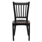Flash Furniture HERCULES Series Black Vertical Back Metal Restaurant Chair - Mahogany Wood Seat-Metal Chair